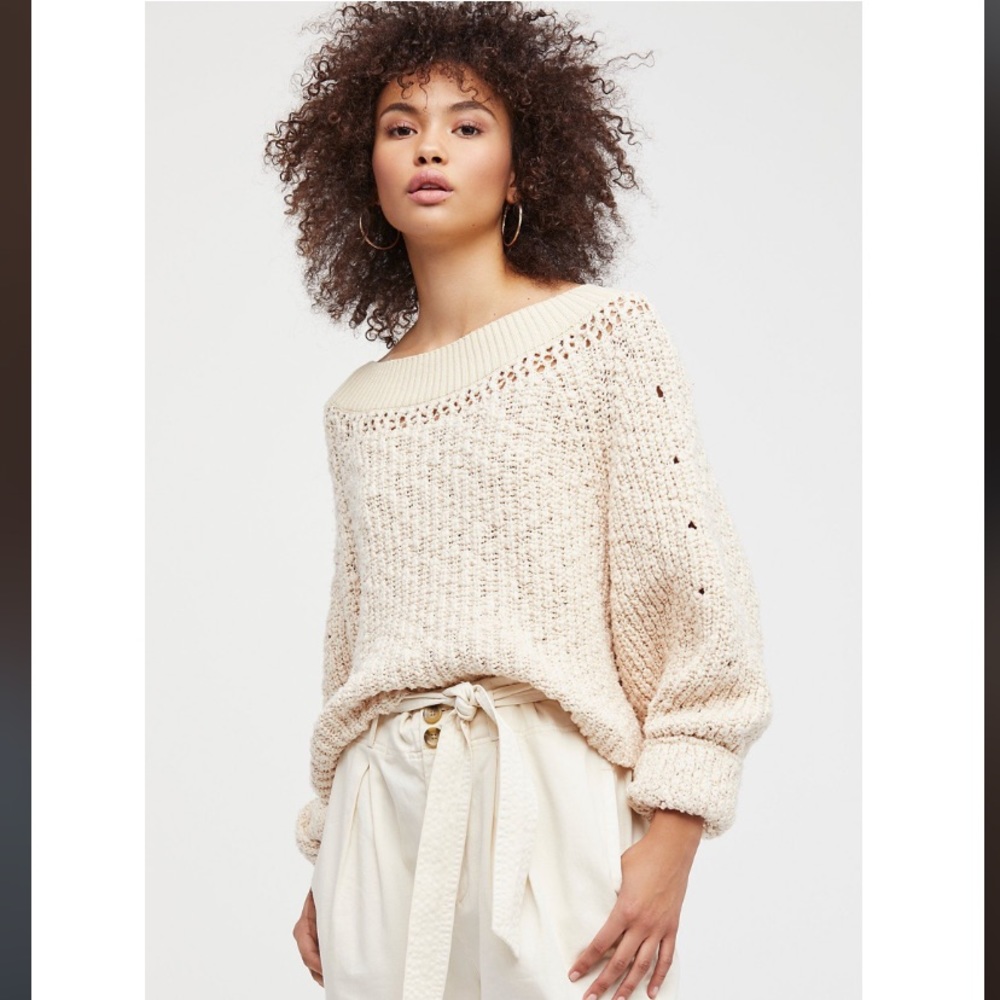 Free People Pandora’s Boatneck Sweater 100% cotton - Picture 2 of 4